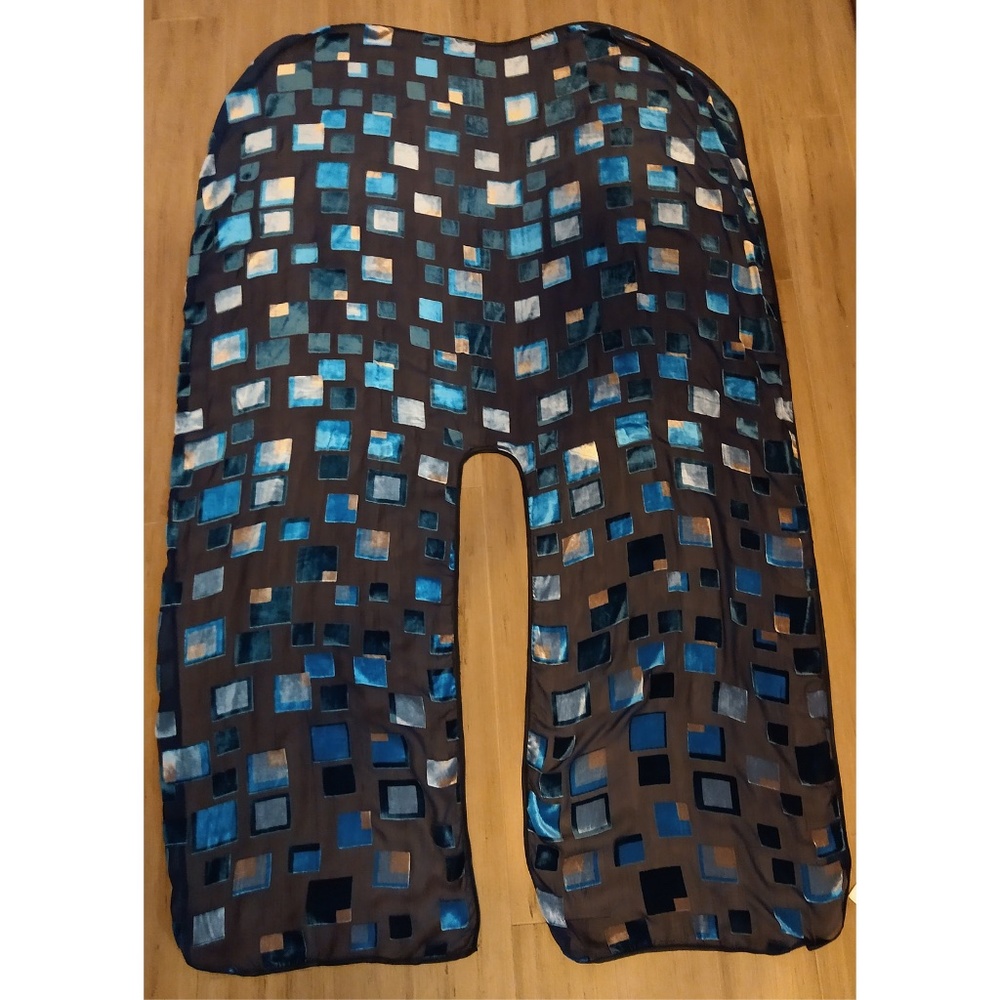 NWT Anthropologie Roffe Sheer Ruana Kimono Wrap Shawl Blue Teal Silver